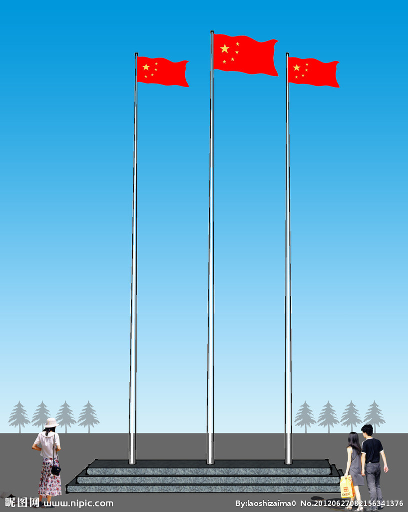 廣場(chǎng)錐形旗桿效果圖